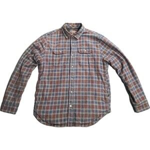 Johnston & Murphy Men’s Flannel Lined Snap Work Shirt Red/Blue Plaid Sz Medium
